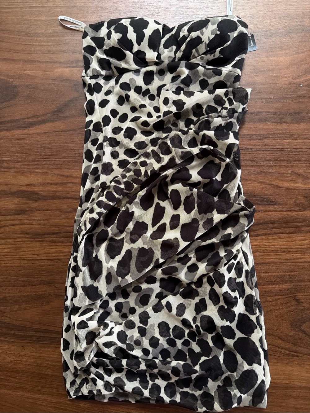 Forplay Black Strapless Dress with Animal Print Trim